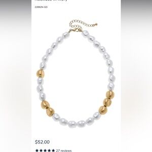 Amber Baroque Pearl & Ball Bead Necklace in Ivory

22892N-GD